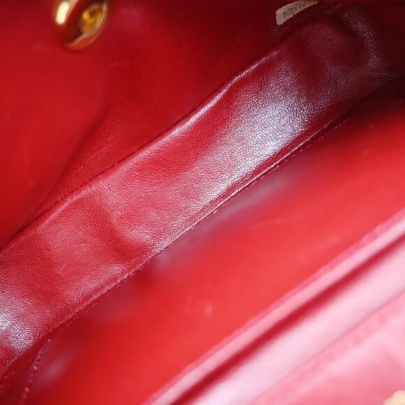 CHANEL CC Mini Matelasse Chain Shoulder Bag Leather Red GHW Vintage - Picture 8 of 16
